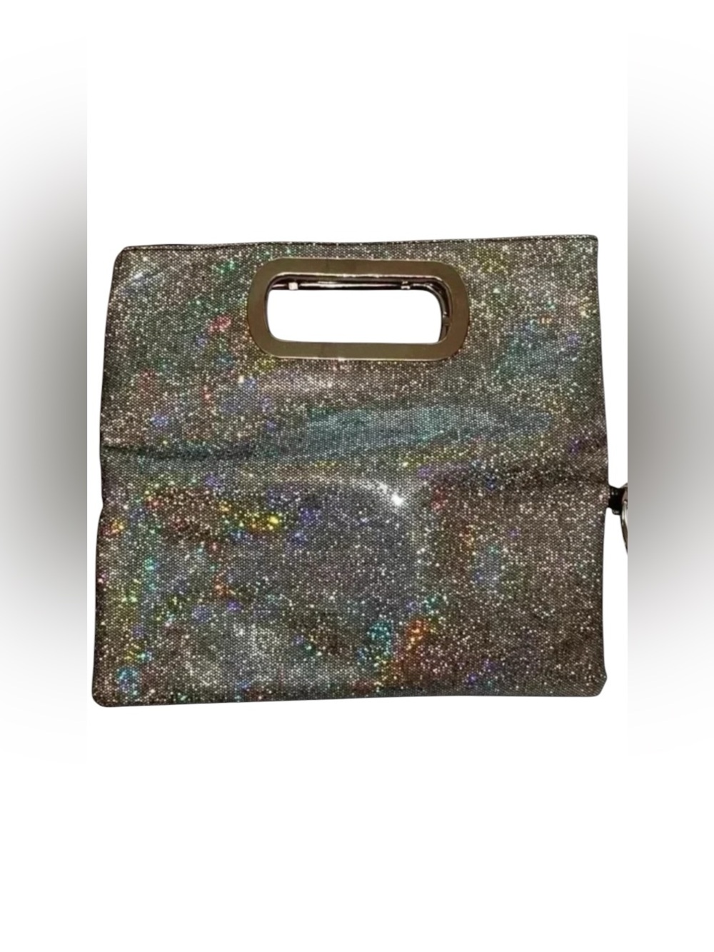 EVENING BAG CLUTCH SIL Glitter Folding Vintage Exterior-BLK Glitter Interior
